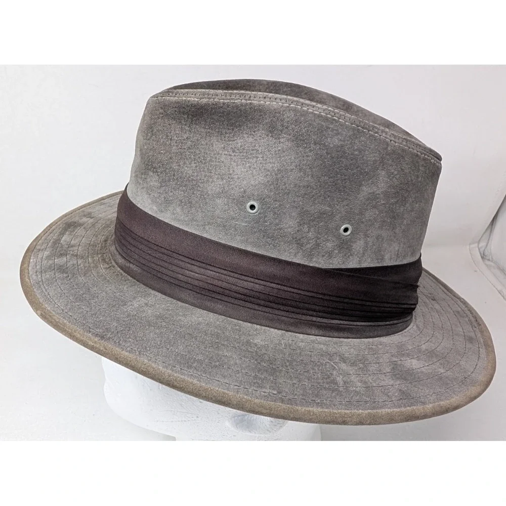 Henschel Hat Outback Fedora Suede Gray Outdoor Men's Size Small Vintage USA Made
